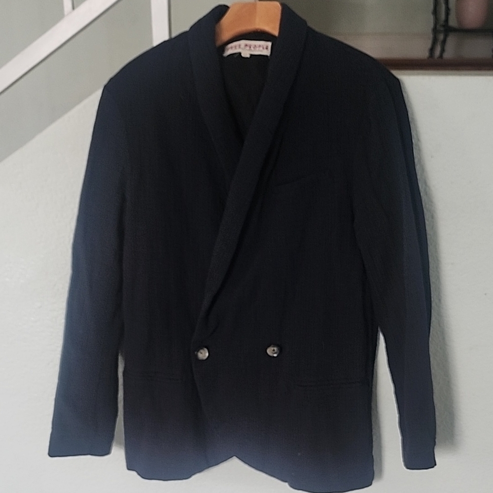 Free People Double-Breasted Black Blazer